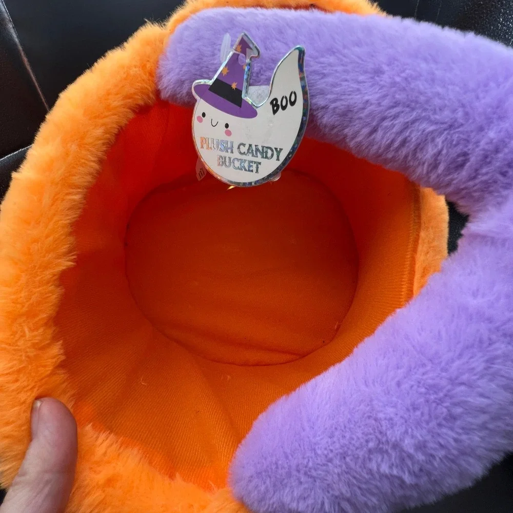 Kohl's Plush Pumpkin Candy Bucket Halloween Trick or Treat Basket NWT